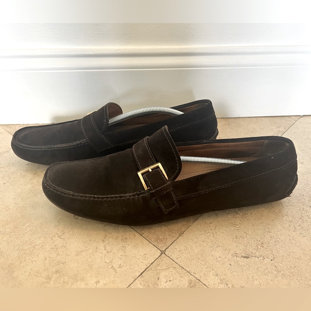 Authentic PRADA dark Brown Suede Moccasin brown loafers men’s sz 11